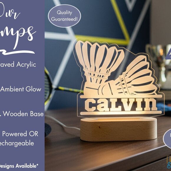 Custom Badminton LED Night Light – Unique Decor for Badminton Lovers - Picture 3 of 8